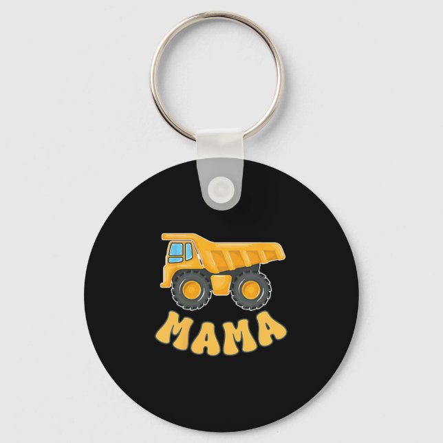 Funny Mama Construction Excavator Kids Matching Fa Key Ring (Front)