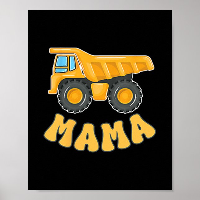 Funny Mama Construction Excavator Kids Matching Fa Poster (Front)