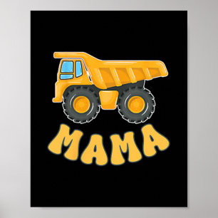 Funny Mama Construction Excavator Kids Matching Fa Poster