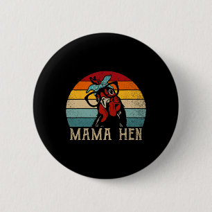 Funny Mama Hen Vintage Retro Chicken Mum Mother 6 Cm Round Badge