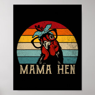 Funny Mama Hen Vintage Retro Chicken Mum Mother Poster