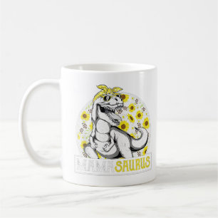Funny Mama Saurus Sunflower , Dinosaur Mum T Rex ( Coffee Mug