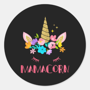Funny Mamacorn Unicorn Costume Mum Mother's Day  Classic Round Sticker