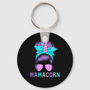 Funny Mamacorn Unicorn Messy Bun Mum Mother's Day Key Ring