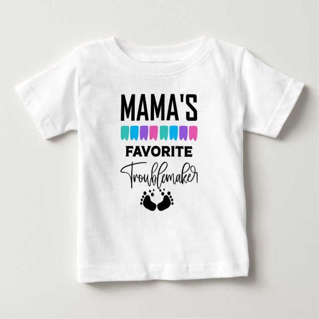 Funny Mama's favourite trouble maker girls Baby T-Shirt (Front)