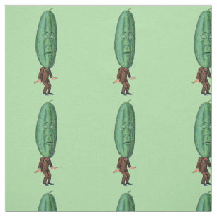 Funny Man Big Green Pickle Head Brown Suit Green Fabric