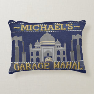 Funny Man Cave Garage Mahal Personalised Decorative Cushion