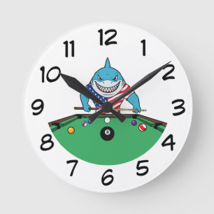 Funny Man Cave Pool Shark Wall Clocks