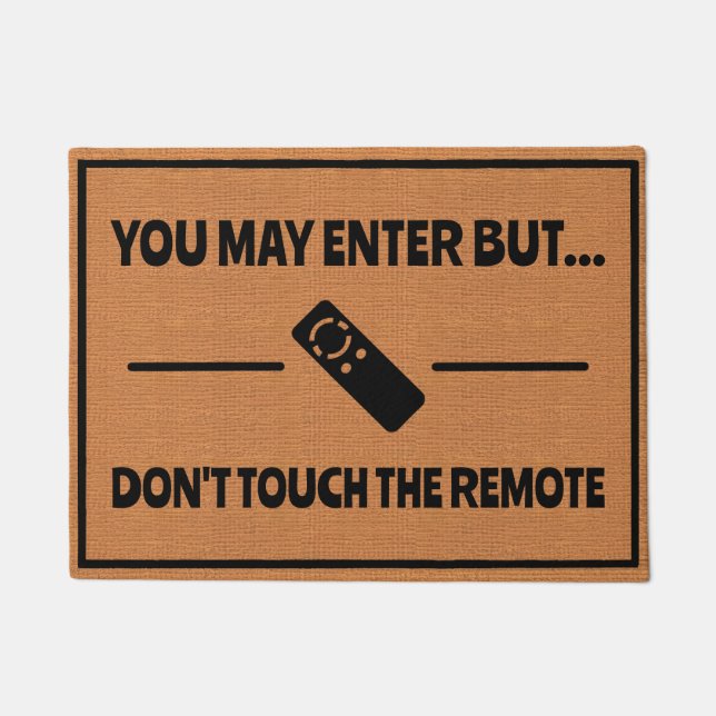 Funny Man Cave TV Remote Humour Rustic Minimalist Doormat (Front)