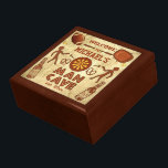 Funny Man Cave with Your Name Custom Gift Box<br><div class="desc">Create your own humourous, custom "man cave" wood box using this easy DIY template. Made to look like the wall of a cave, the box has primitive drawings of men throwing darts, a dart board, a TV, a football, two baseball bats, two baseballs, two pretzels and a couple retro beer...</div>