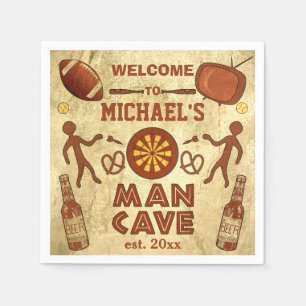 Funny Man Cave with Your Name Custom Napkin