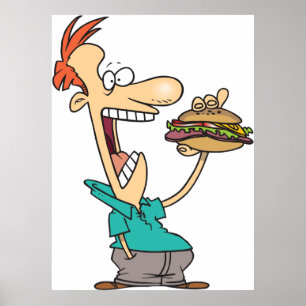 Funny Man Eating A Sandwich Poster