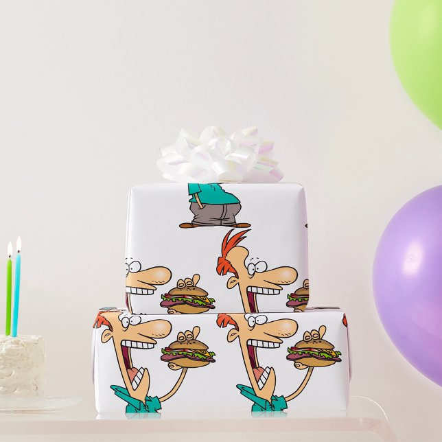 Funny Man Eating A Sandwich Wrapping Paper (Creator Uploaded)