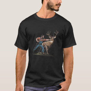 Funny Man Hunter Punching Big Buck Deer T-Shirt