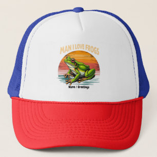 Funny Man I Love Frogs Retro Frog Lovers Cute Trucker Hat