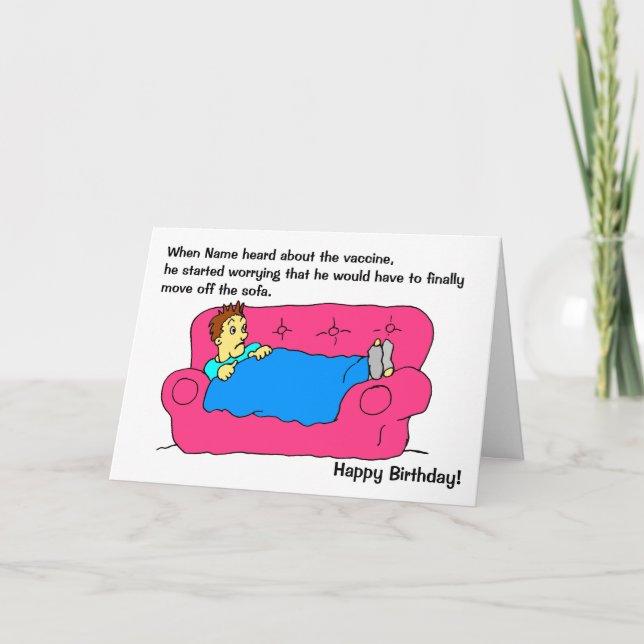 Funny Man Lockdown Vaccine Birthday Card (Front)
