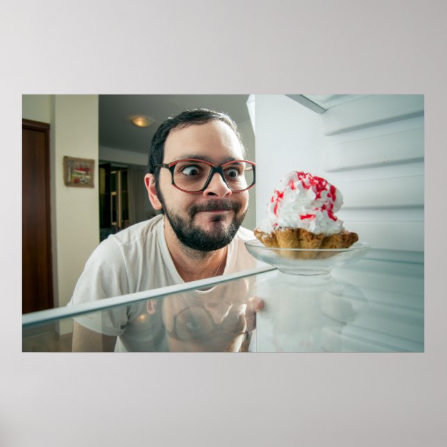 Funny man looking in refrigerator  poster (Front)
