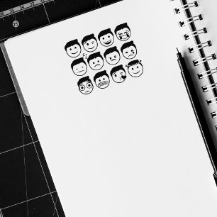 Funny Man Mood Emojis Rubber Stamp
