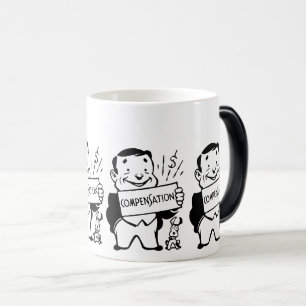 Funny Man with Sign: Compensation Humour Magic Mug