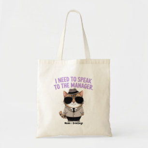 Funny Manager Cat Humor Illustration Tote Bag