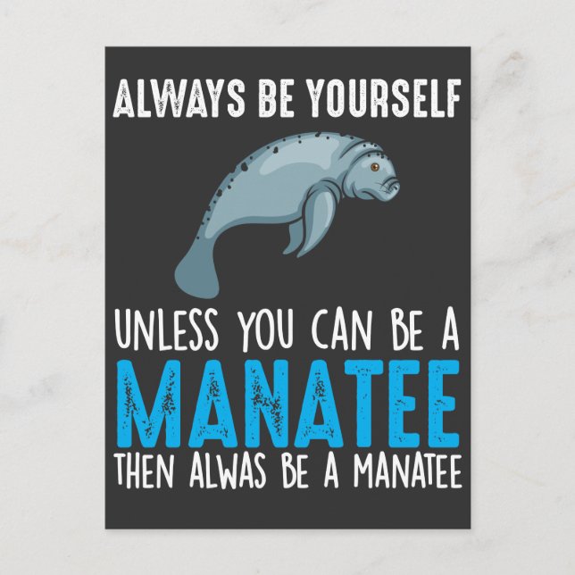 Funny Manatee Cute Sea Animal Marine Biologist Postcard (Front)