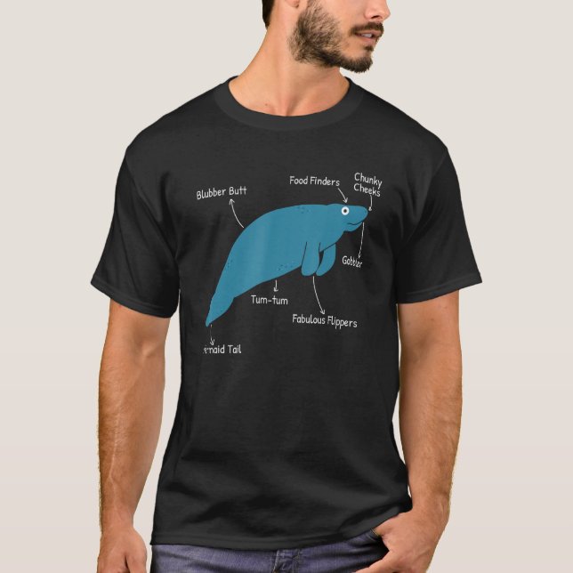 Funny Manatee Dugong And Sea Cow Anatomy T-Shirt (Front)