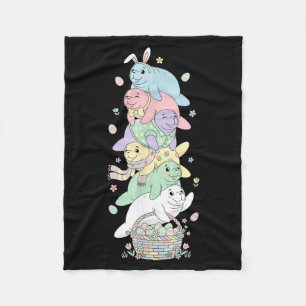Funny Manatee Easter Egg Kids Mens Womens Easter Fleece Blanket