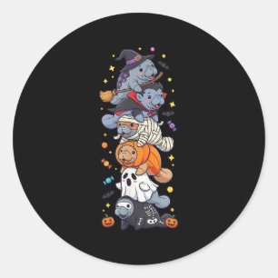 Funny Manatee Witch Vampire Ghost Halloween Kids M Classic Round Sticker