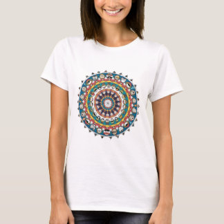 Funny Mandala Design with Whimsical Cartoon Faces  T-Shirt