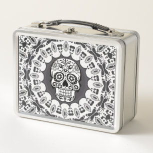 funny Mandala Skull Metal Lunch Box