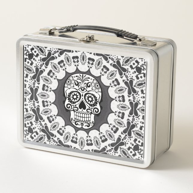 funny Mandala Skull Metal Lunch Box (Front)