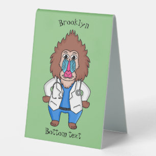 Funny mandrill doctor cartoon illustration