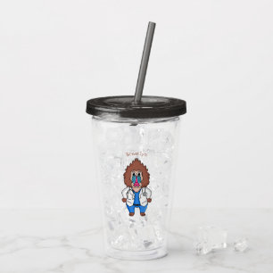 Funny mandrill doctor cartoon illustration acrylic tumbler