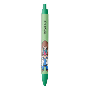 Funny mandrill doctor cartoon illustration black ink pen