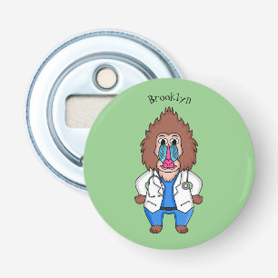 Funny mandrill doctor cartoon illustration  bottle opener