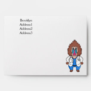 Funny mandrill doctor cartoon illustration envelope
