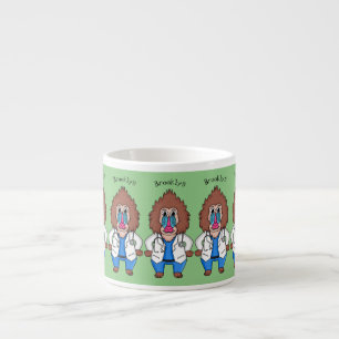 Funny mandrill doctor cartoon illustration espresso cup