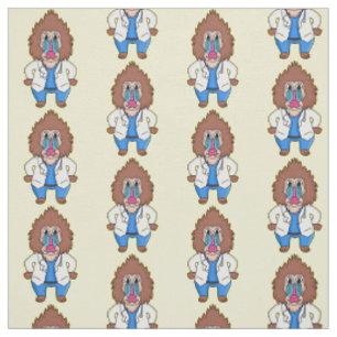 Funny mandrill doctor cartoon illustration fabric