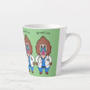 Funny mandrill doctor cartoon illustration latte mug