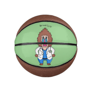 Funny mandrill doctor cartoon illustration mini basketball