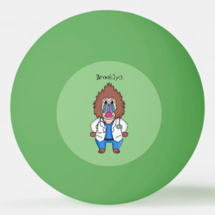 Funny mandrill doctor cartoon illustration ping pong ball