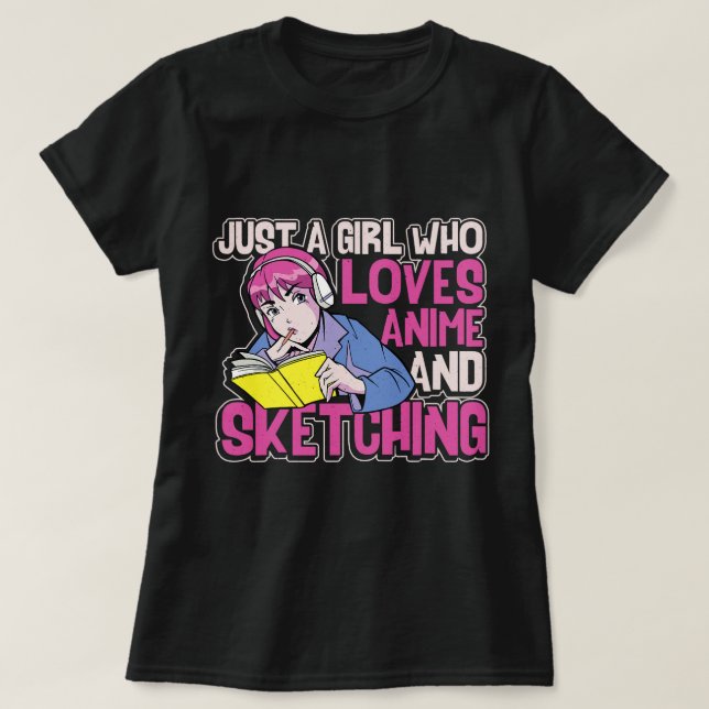 Funny manga anime drawing for drawing girls 2 T-Shirt (Design Front)