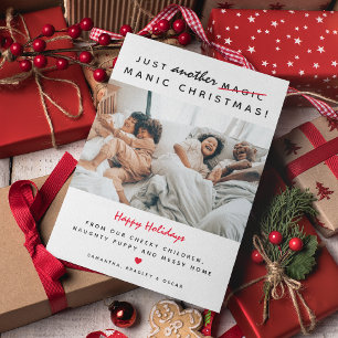 Funny 'Manic Christmas' Photo  Holiday Card