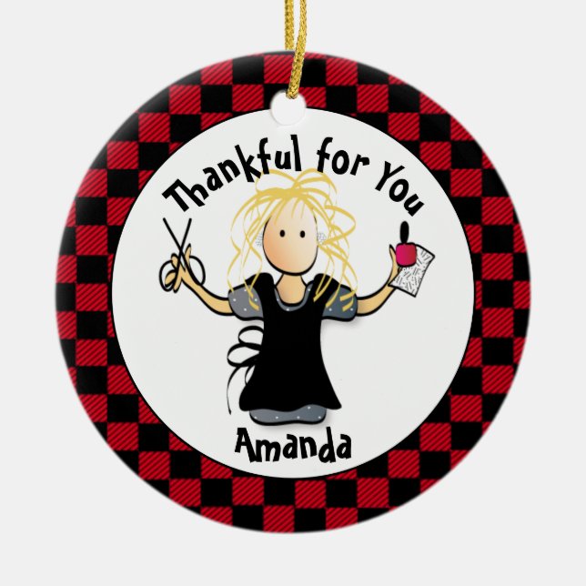 Funny Manicurist Gift - Thank You Nail Tech Idea Ceramic Ornament (Front)