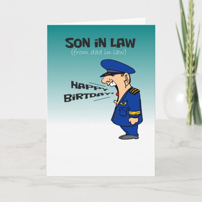 funny manly happy birthday son in law card (Front)