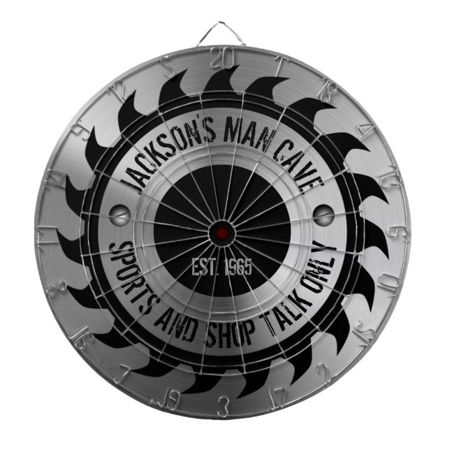 Funny Manly Man Cave Steel Circular Saw Blade Dartboard (Front)