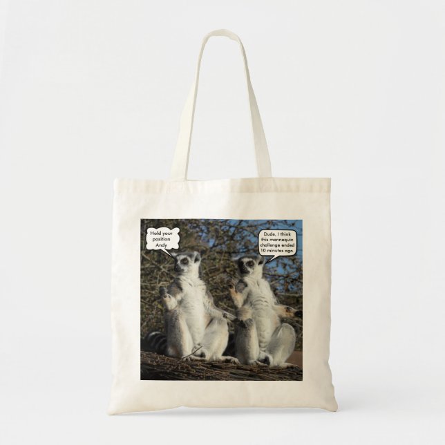 Funny Mannequin Challenge Meme Lemurs Tote Bag (Front)
