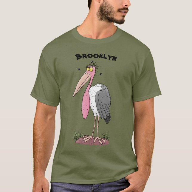 Funny marabou stork cartoon bird T-Shirt (Front)