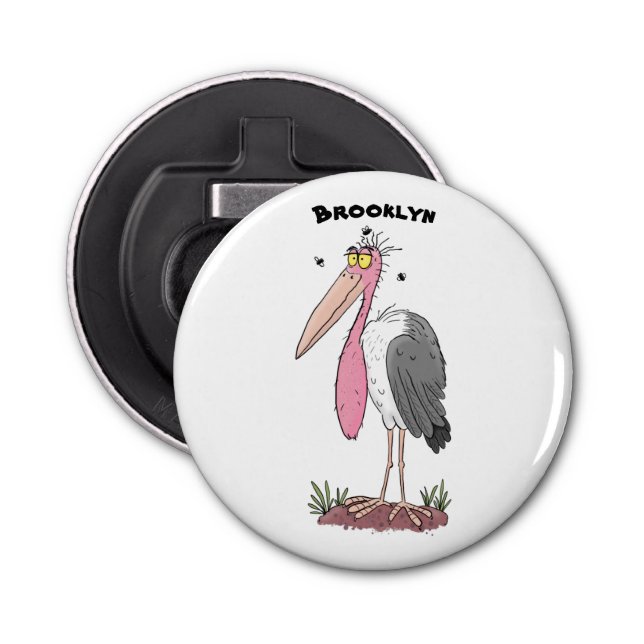 Funny marabou stork cartoon bottle opener (Front)