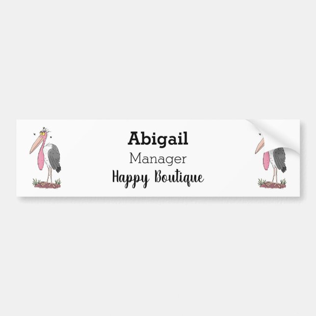 Funny marabou stork cartoon  bumper sticker (Front)
